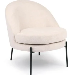 Fauteuil moderne au dossier arrondi Thiago Tissu Beige