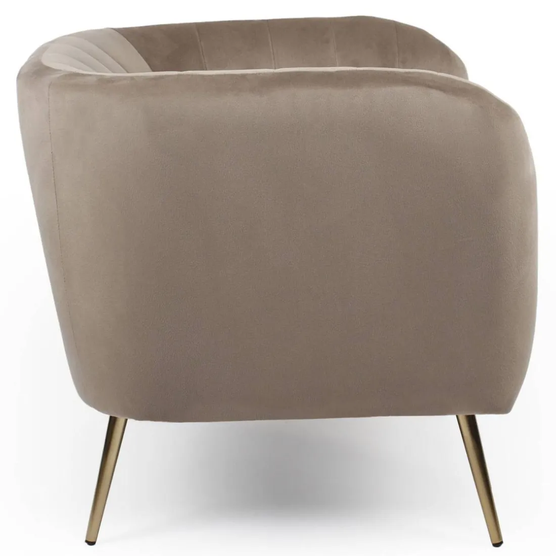 Fauteuil moderne Bombaro pieds métal doré et Velours Taupe