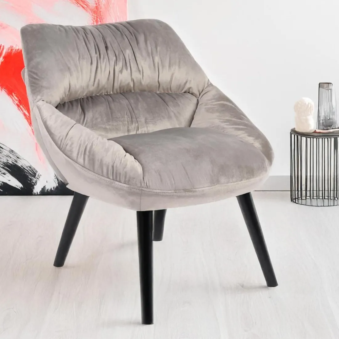 Fauteuil moderne et confortable Patrick Velours Gris