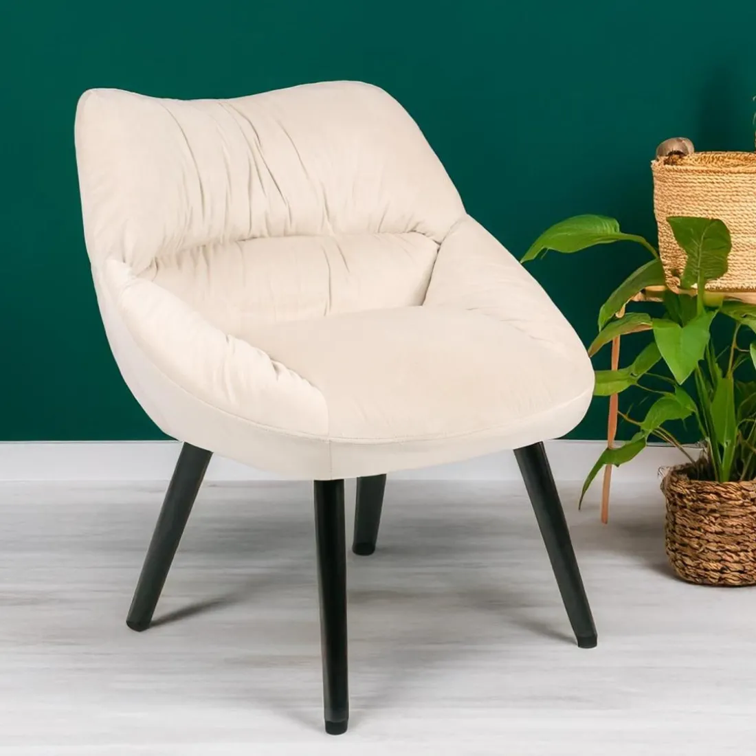 Fauteuil moderne et confortable Patrick Velours Beige