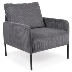 Fauteuil moderne et élégant Manuelo Velours côtelé Gris foncé