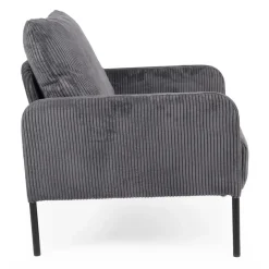 Fauteuil moderne et élégant Manuelo Velours côtelé Gris foncé