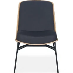 Fauteuil moderne Gauguin Bois clair et Tissu noir