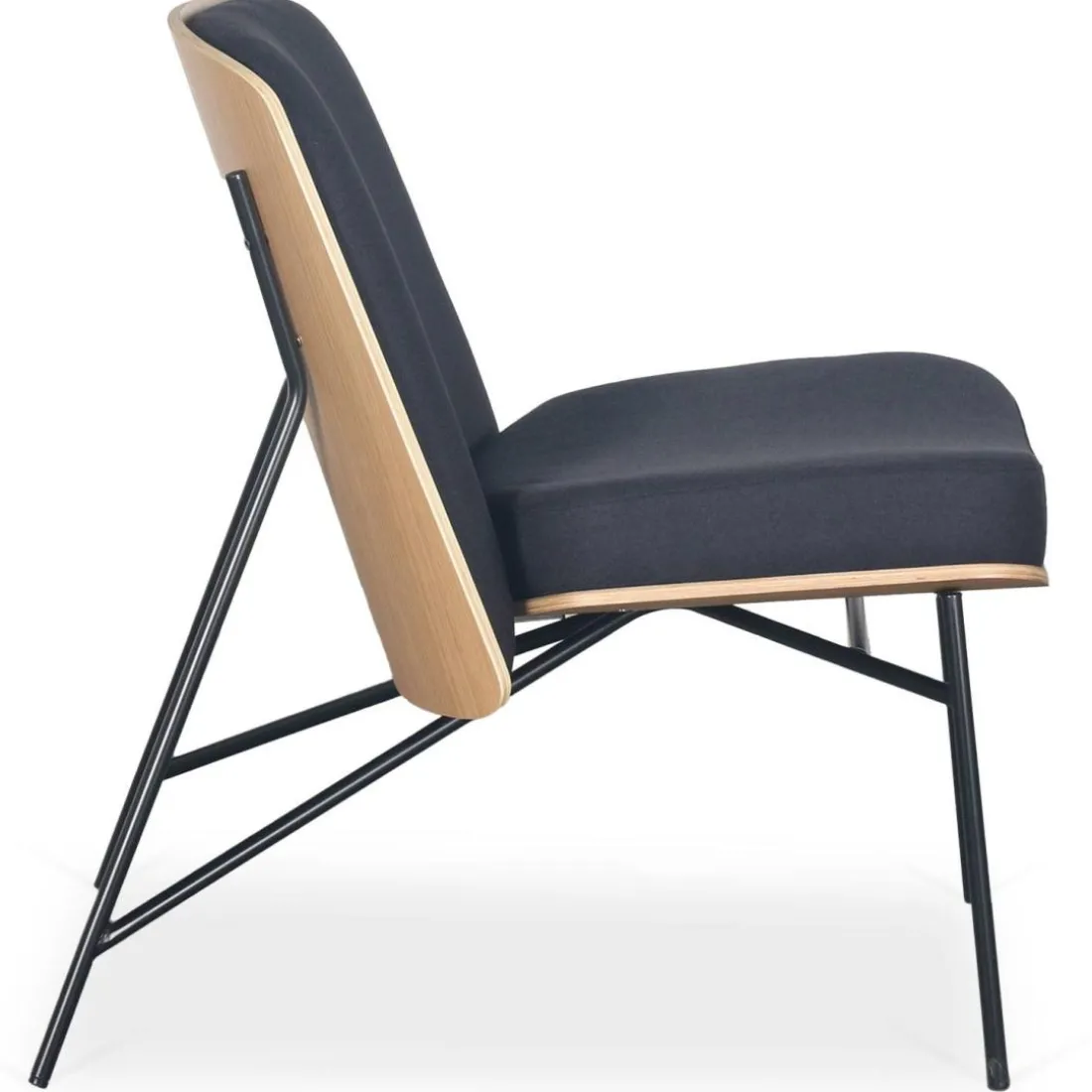 Fauteuil moderne Gauguin Bois clair et Tissu noir