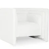 Fauteuil moderne style cubique Fredonia Tissu bouclette Crème