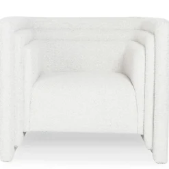 Fauteuil moderne style cubique Fredonia Tissu bouclette Crème