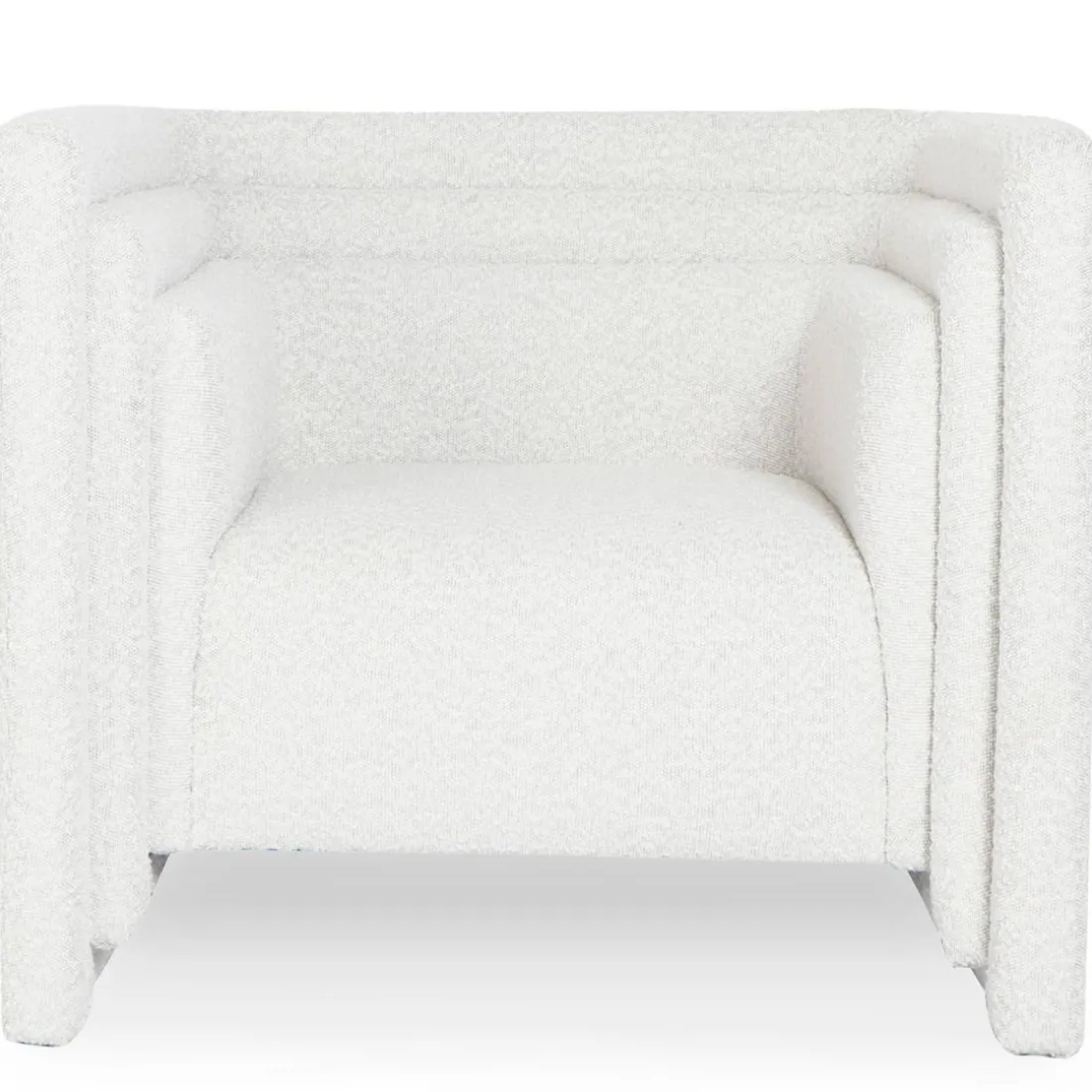 Fauteuil moderne style cubique Fredonia Tissu bouclette Crème
