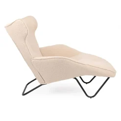 Fauteuil méridienne style bergère relax Shirley Tissu bouclette Beige