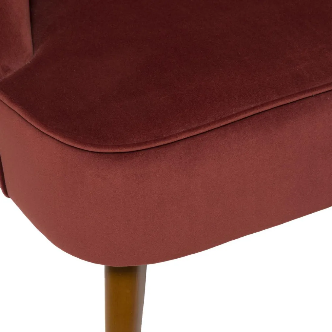 Fauteuil NAOVA Velours Pieds Bois Terracotta