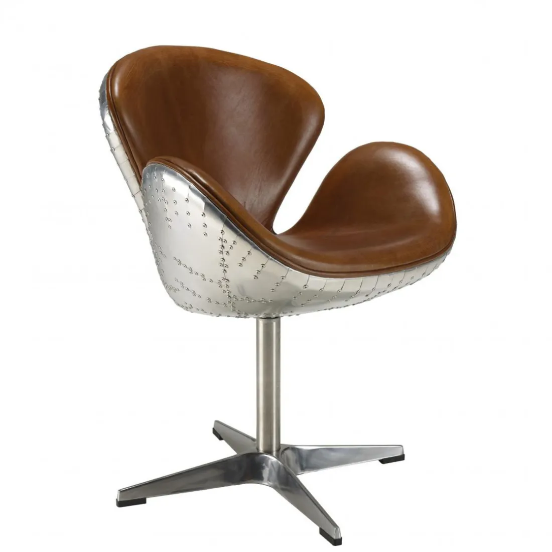 Fauteuil nevada vintage cuir et aluminium GASTON