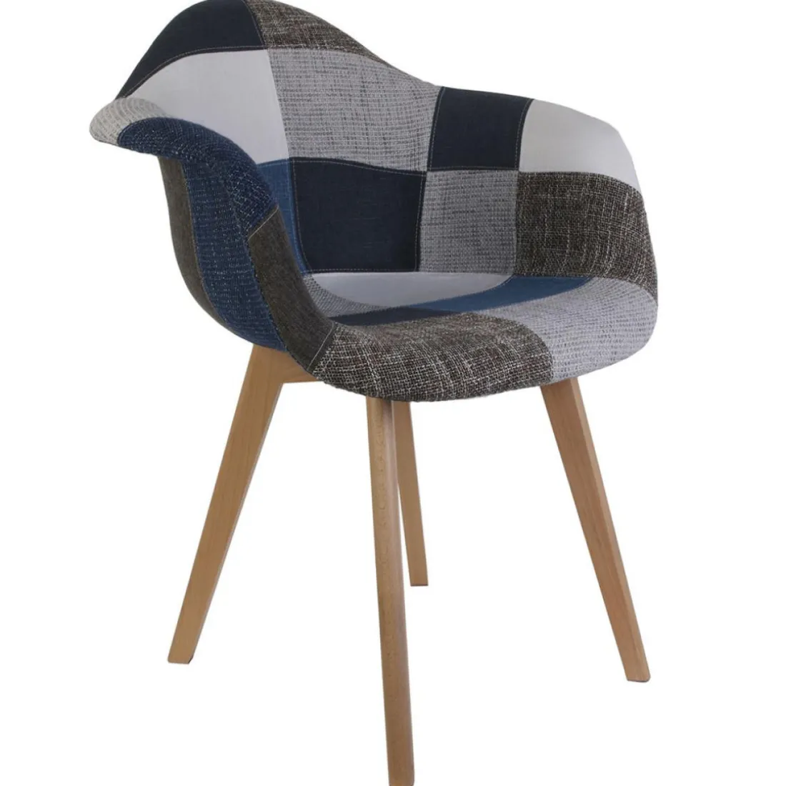 Fauteuil patchwork Bleu Gris CADIX