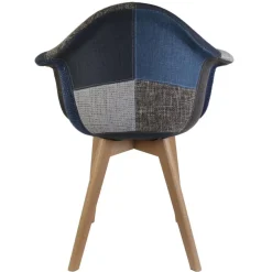 Fauteuil patchwork Bleu Gris CADIX