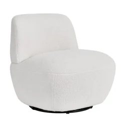 Fauteuil pivotant en bouclette épaisse écru Lana