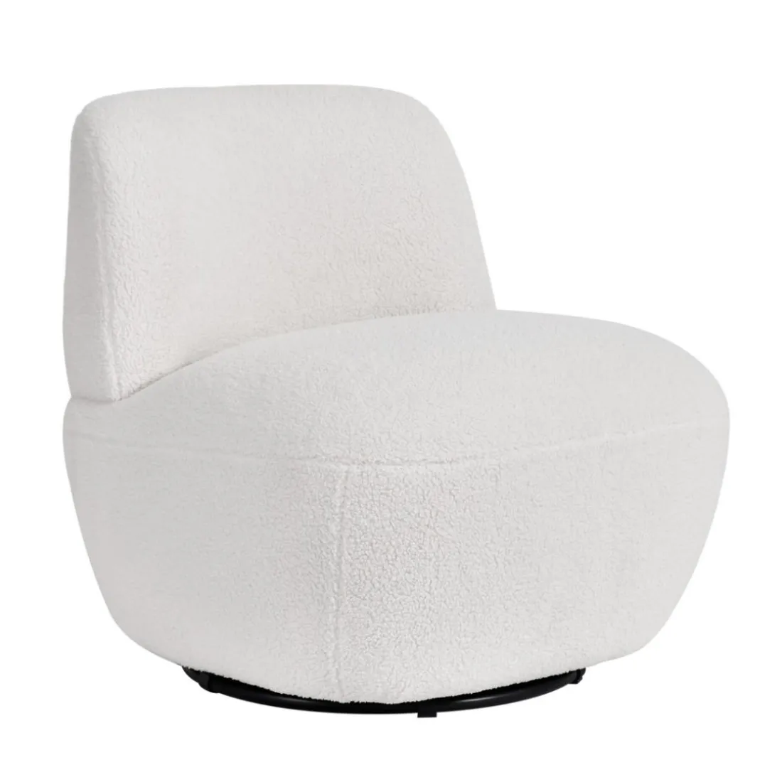 Fauteuil pivotant en bouclette épaisse écru Lana