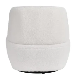 Fauteuil pivotant en bouclette épaisse écru Lana