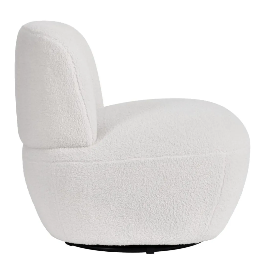 Fauteuil pivotant en bouclette épaisse écru Lana