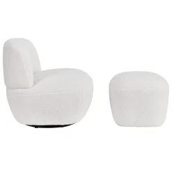 Fauteuil pivotant en bouclette épaisse écru Lana