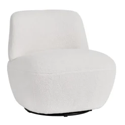 Fauteuil pivotant en bouclette épaisse écru Lana