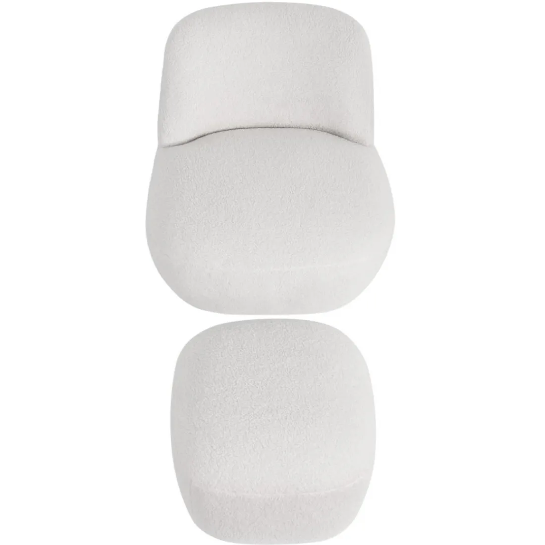 Fauteuil pivotant en bouclette épaisse écru Lana