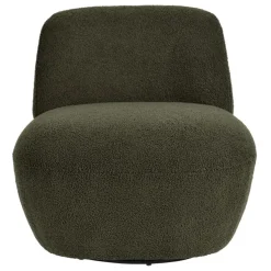 Fauteuil pivotant en bouclette épaisse vert Lana