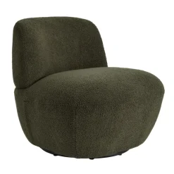 Fauteuil pivotant en bouclette épaisse vert Lana