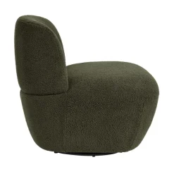 Fauteuil pivotant en bouclette épaisse vert Lana