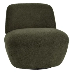 Fauteuil pivotant en bouclette épaisse vert Lana
