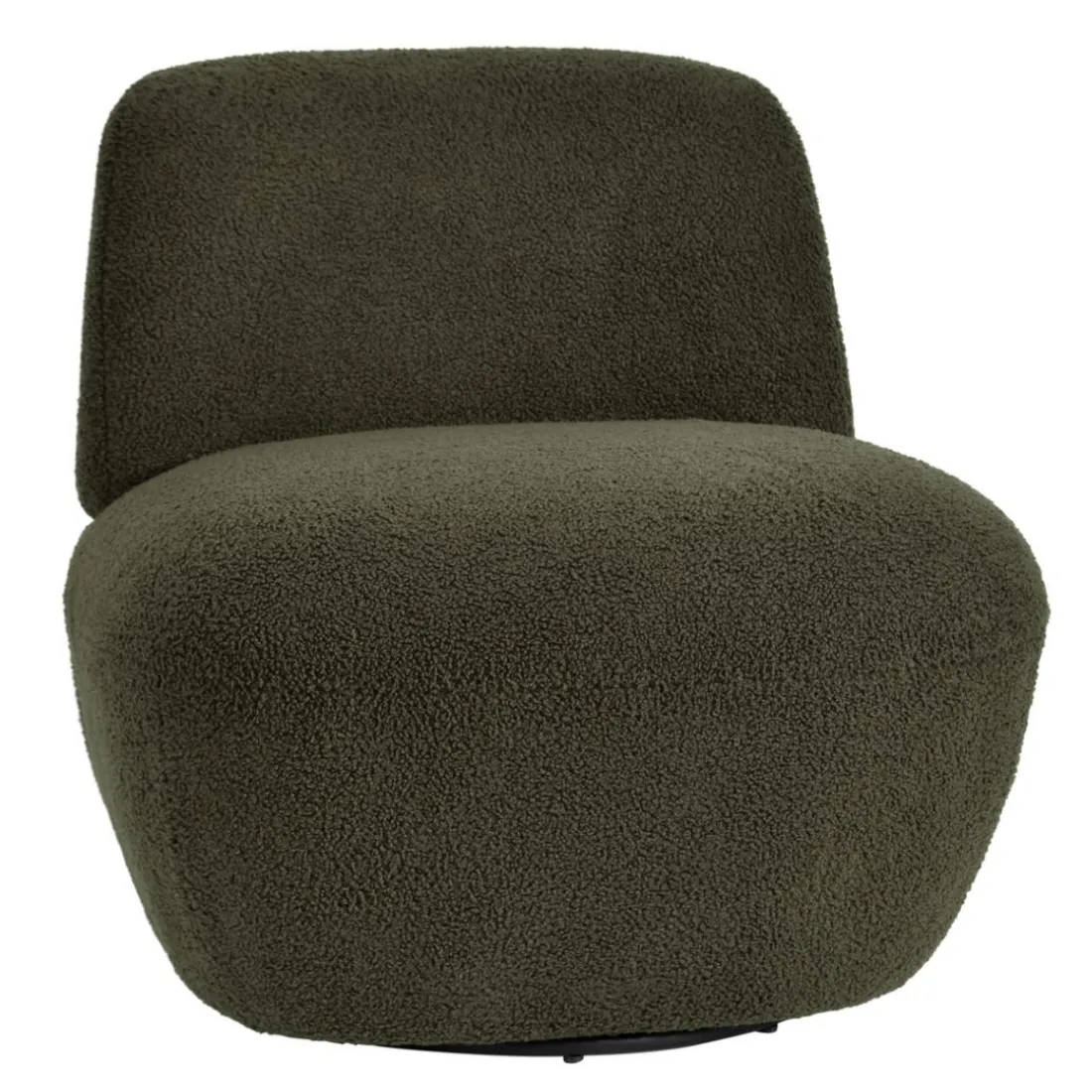 Fauteuil pivotant en bouclette épaisse vert Lana
