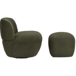Fauteuil pivotant en bouclette épaisse vert Lana