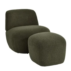 Fauteuil pivotant en bouclette épaisse vert Lana