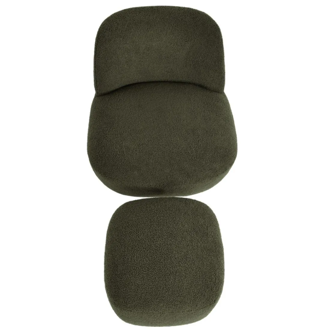 Fauteuil pivotant en bouclette épaisse vert Lana