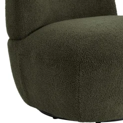 Fauteuil pivotant en bouclette épaisse vert Lana