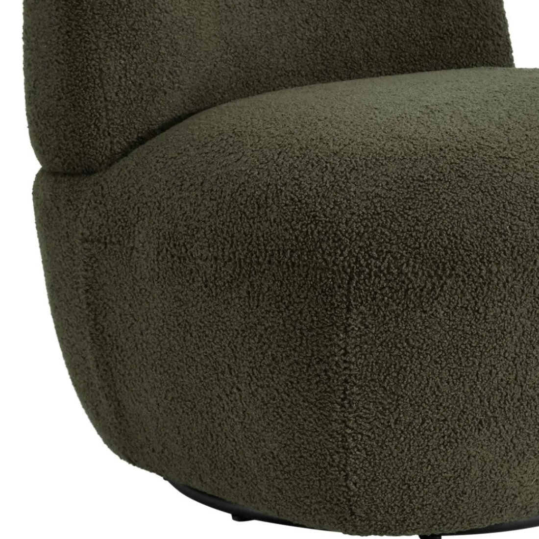 Fauteuil pivotant en bouclette épaisse vert Lana