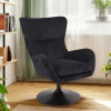 Fauteuil pivotant style bergère Arthuro Velours côtelé Noir
