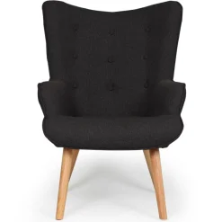 Fauteuil scandinave + pouf Tissu Noir