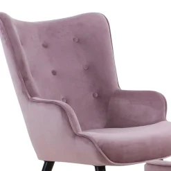 Fauteuil scandinave + pouf Velours Rose