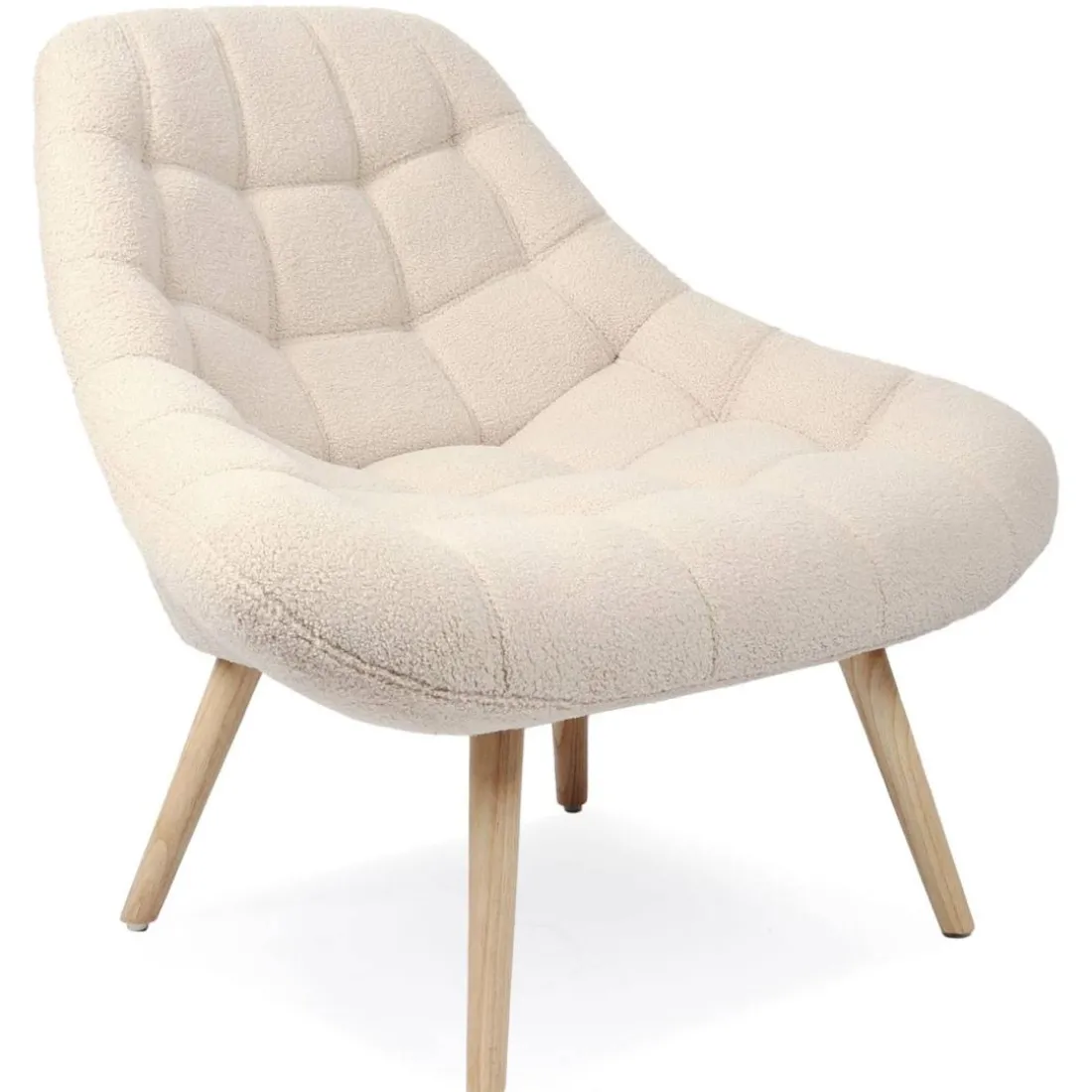 Fauteuil scandinave Danios Tissu bouclette Beige