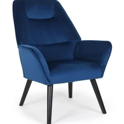 Fauteuil scandinave dossier haut Velours Bleu