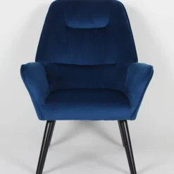 Fauteuil scandinave dossier haut Velours Bleu
