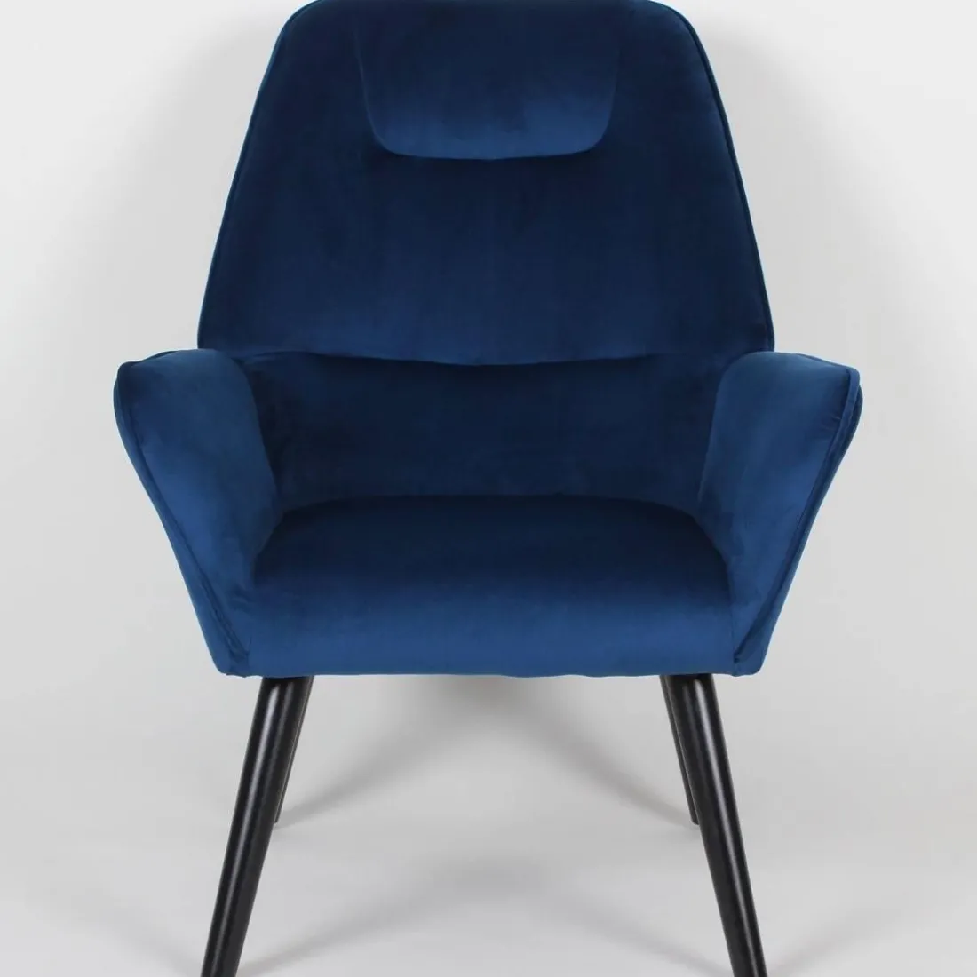 Fauteuil scandinave dossier haut Velours Bleu