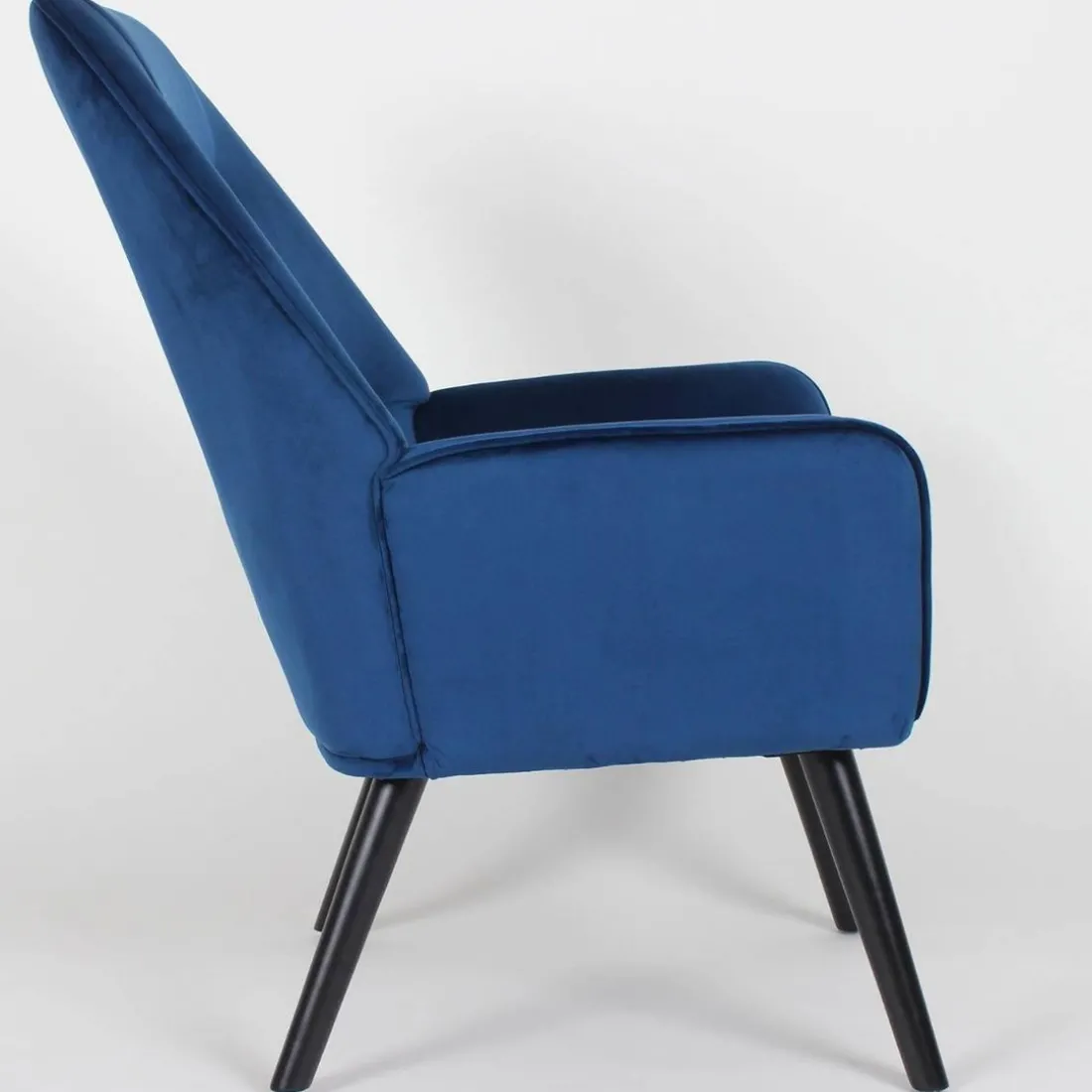 Fauteuil scandinave dossier haut Velours Bleu
