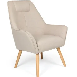 Fauteuil Scandinave Dossier Haut Beige JO