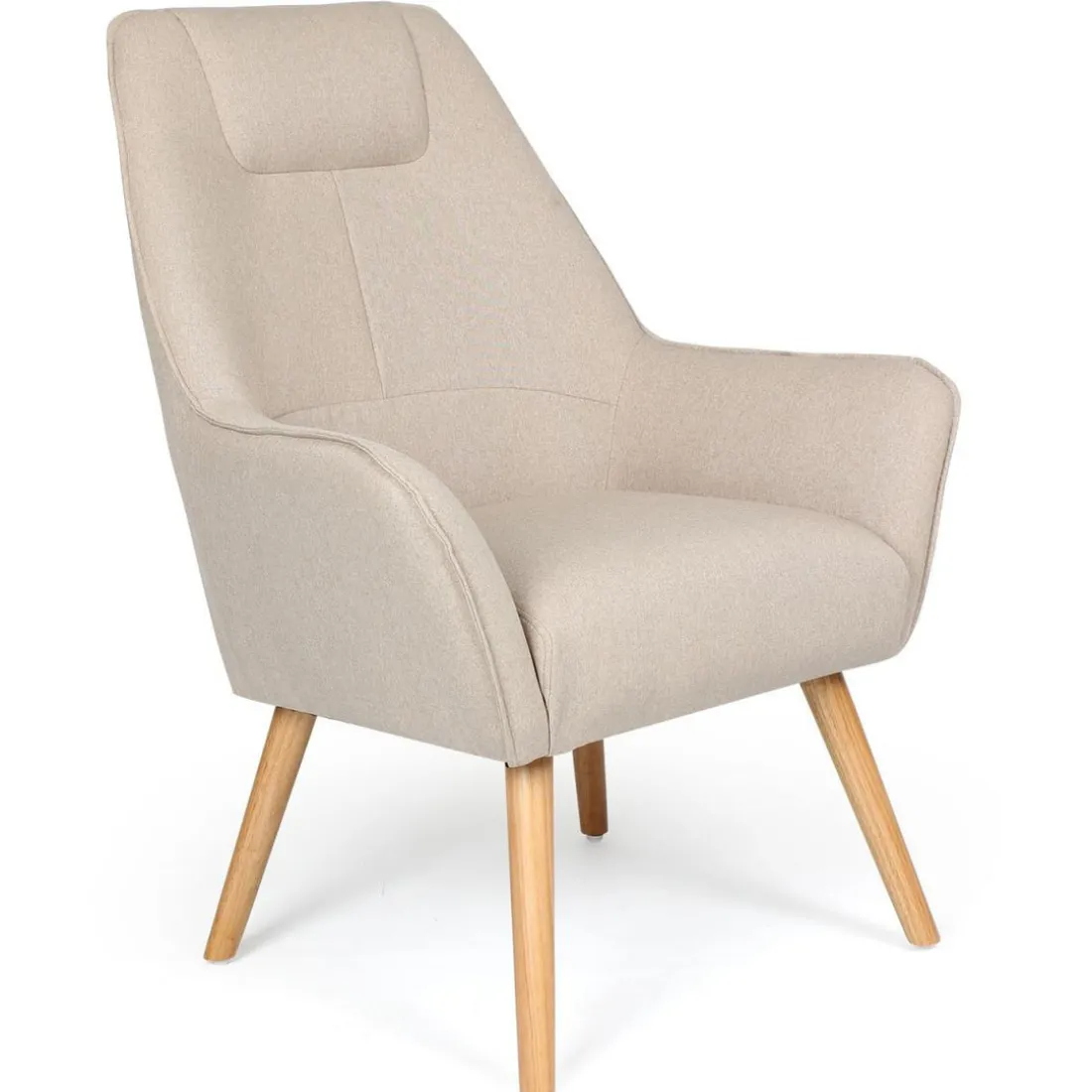 Fauteuil Scandinave Dossier Haut Beige JO
