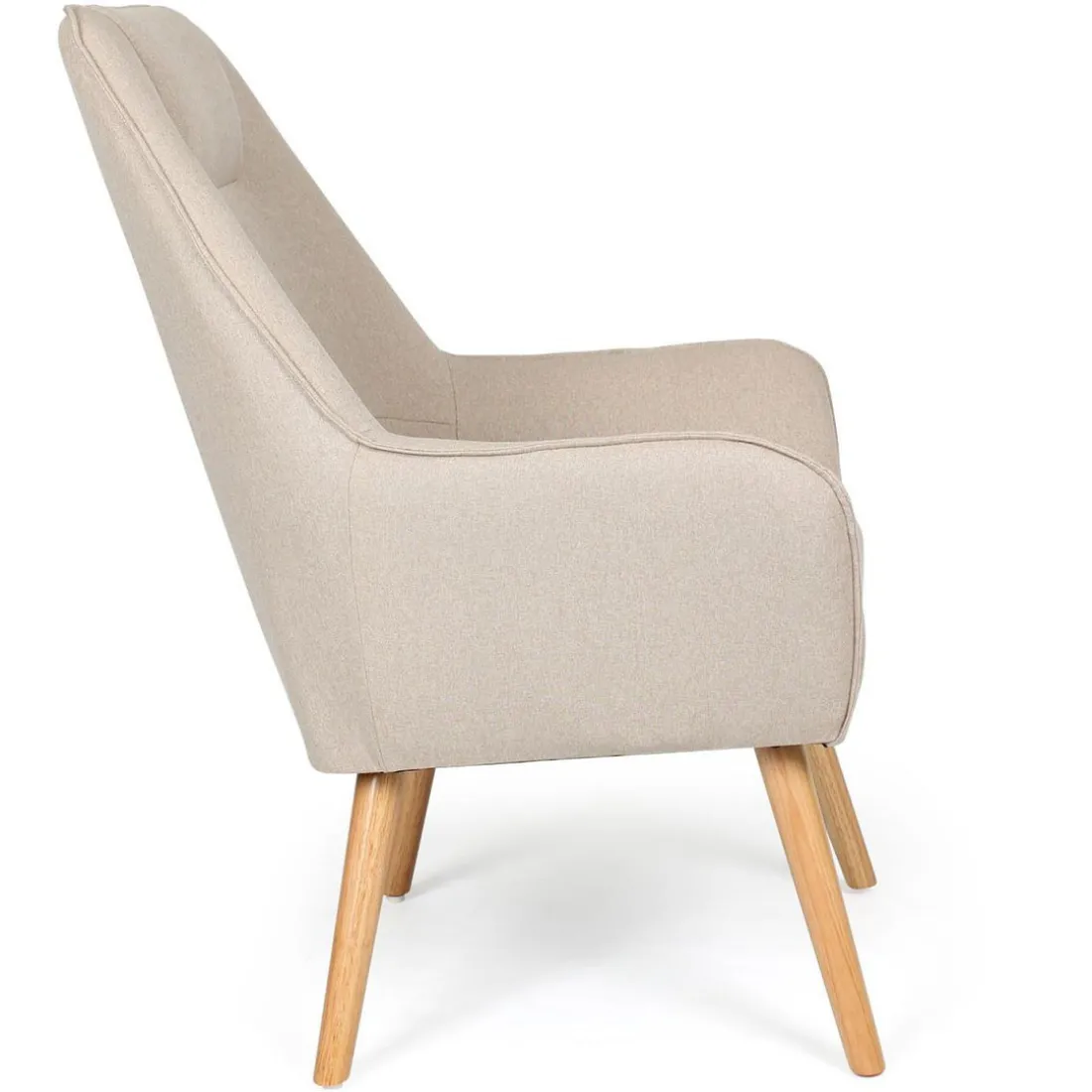 Fauteuil Scandinave Dossier Haut Beige JO
