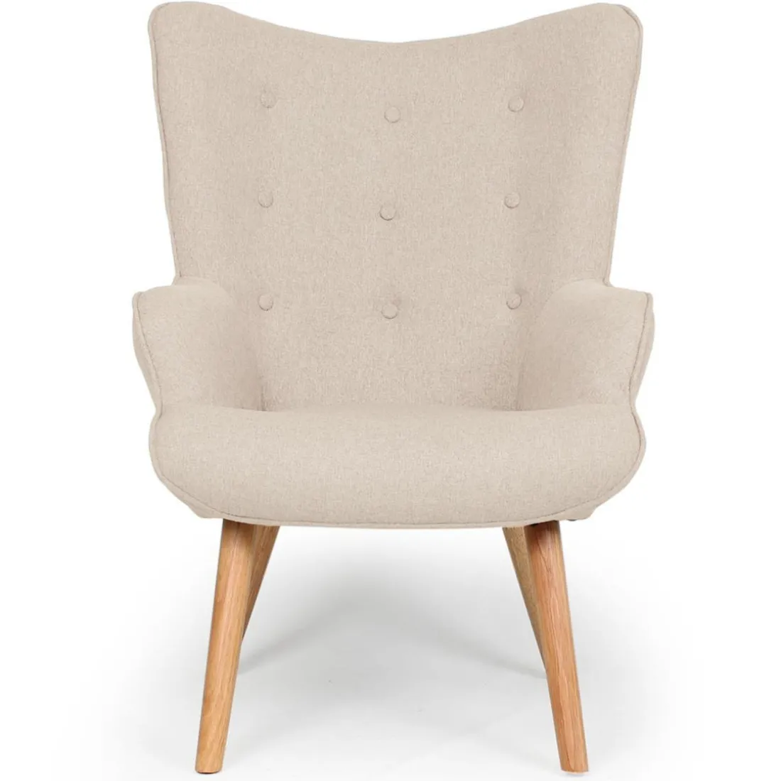 Fauteuil scandinave et pouf Tissu Beige LOUY