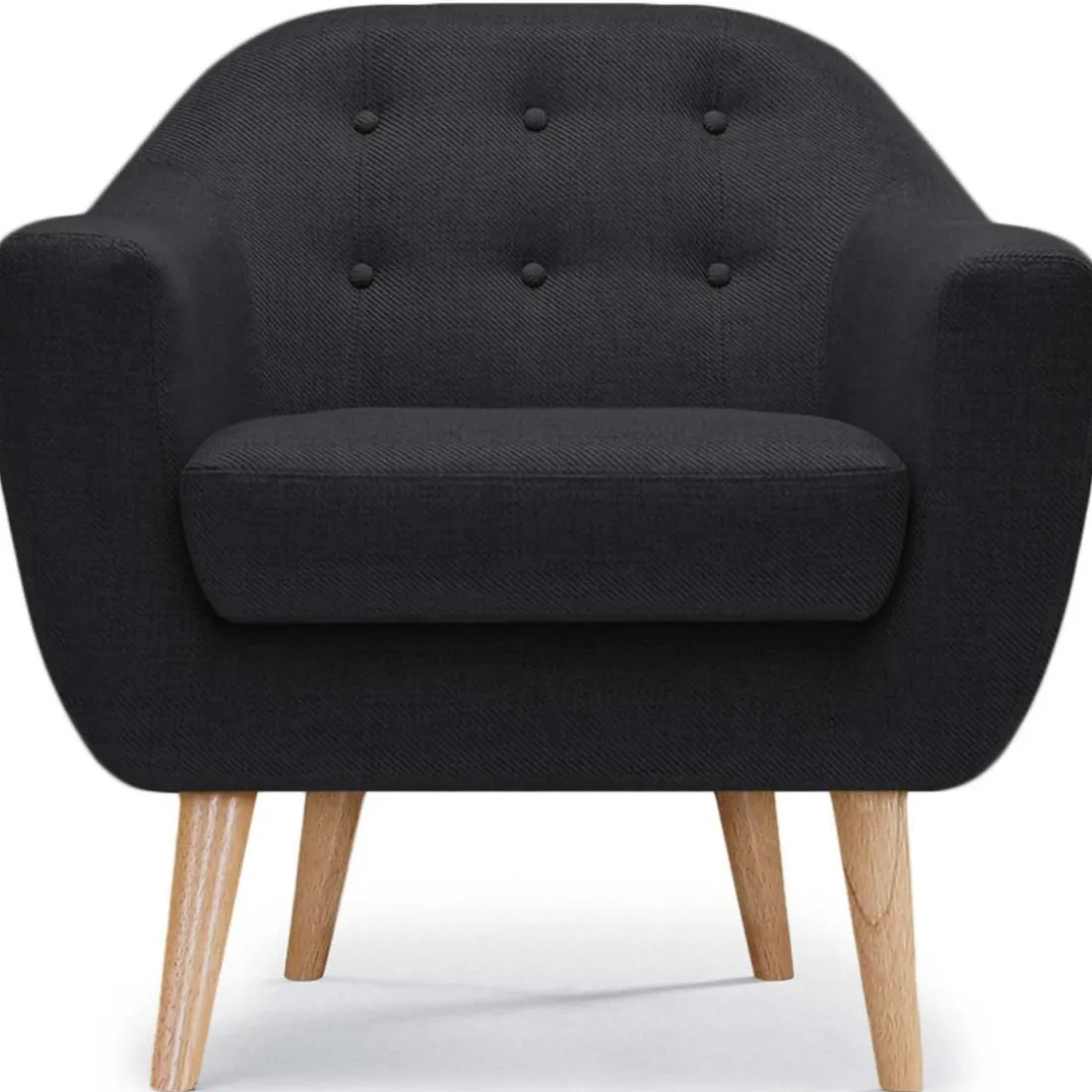 Fauteuil Scandinave Tissu Noir OLAF