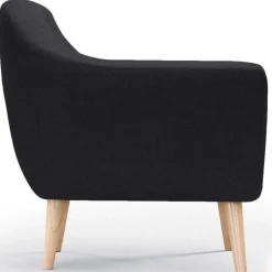Fauteuil Scandinave Tissu Noir OLAF