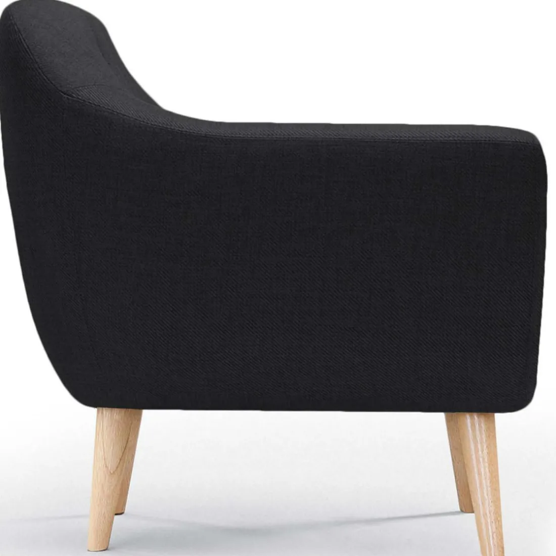 Fauteuil Scandinave Tissu Noir OLAF