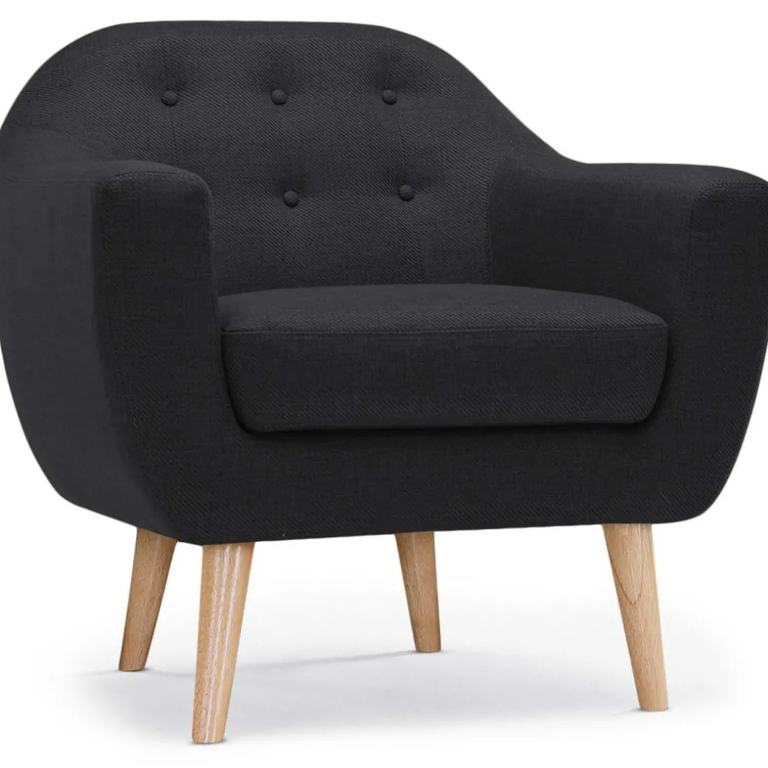 Fauteuil Scandinave Tissu Noir OLAF
