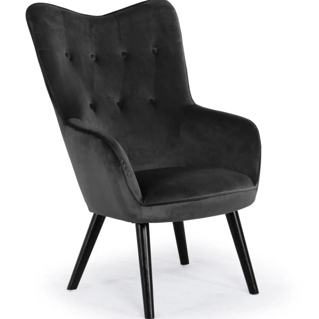 Fauteuil scandinave tissu velours noir